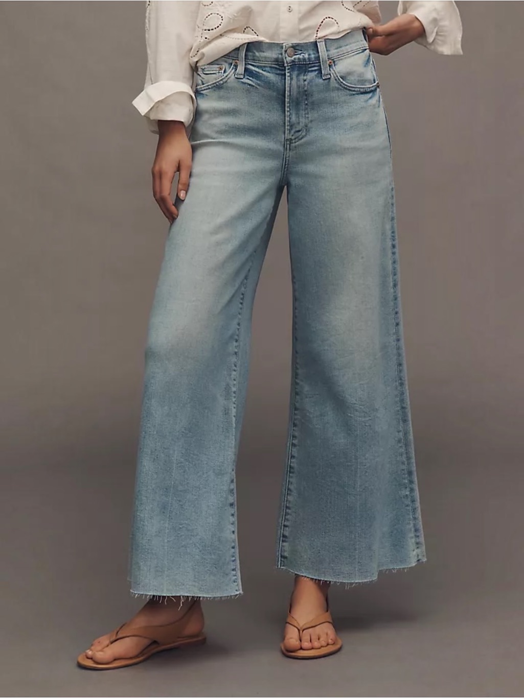 Pistola Izzy Crop Wide Leg Raw Hem Jeans